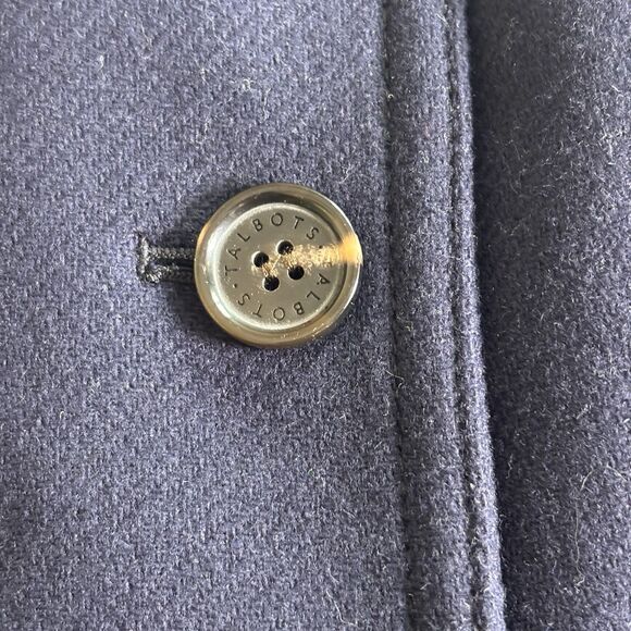 Talbots Long Navy Woven in Italy Wool Blend Luxurious Collection Coat 14P $349 - Picture 6 of 13